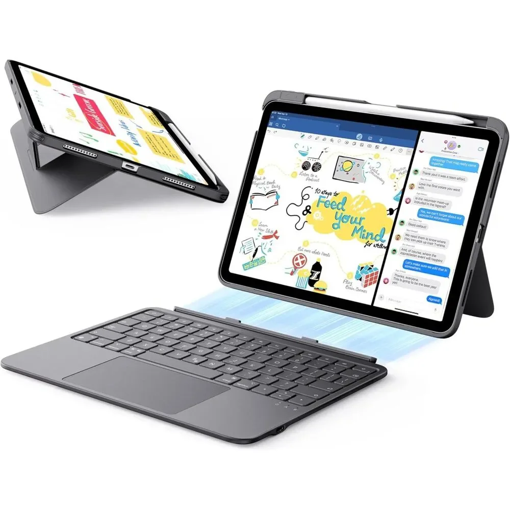 ESR iPad Air 11 Case with Keyboard Detachable Flex Cover Dark Gray M4 M3 M2